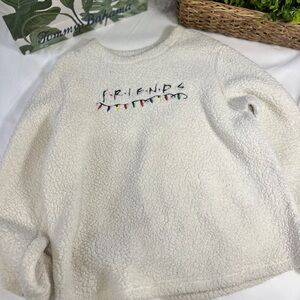 FRIENDS Cozy White Sherpa sweater. Womens Large